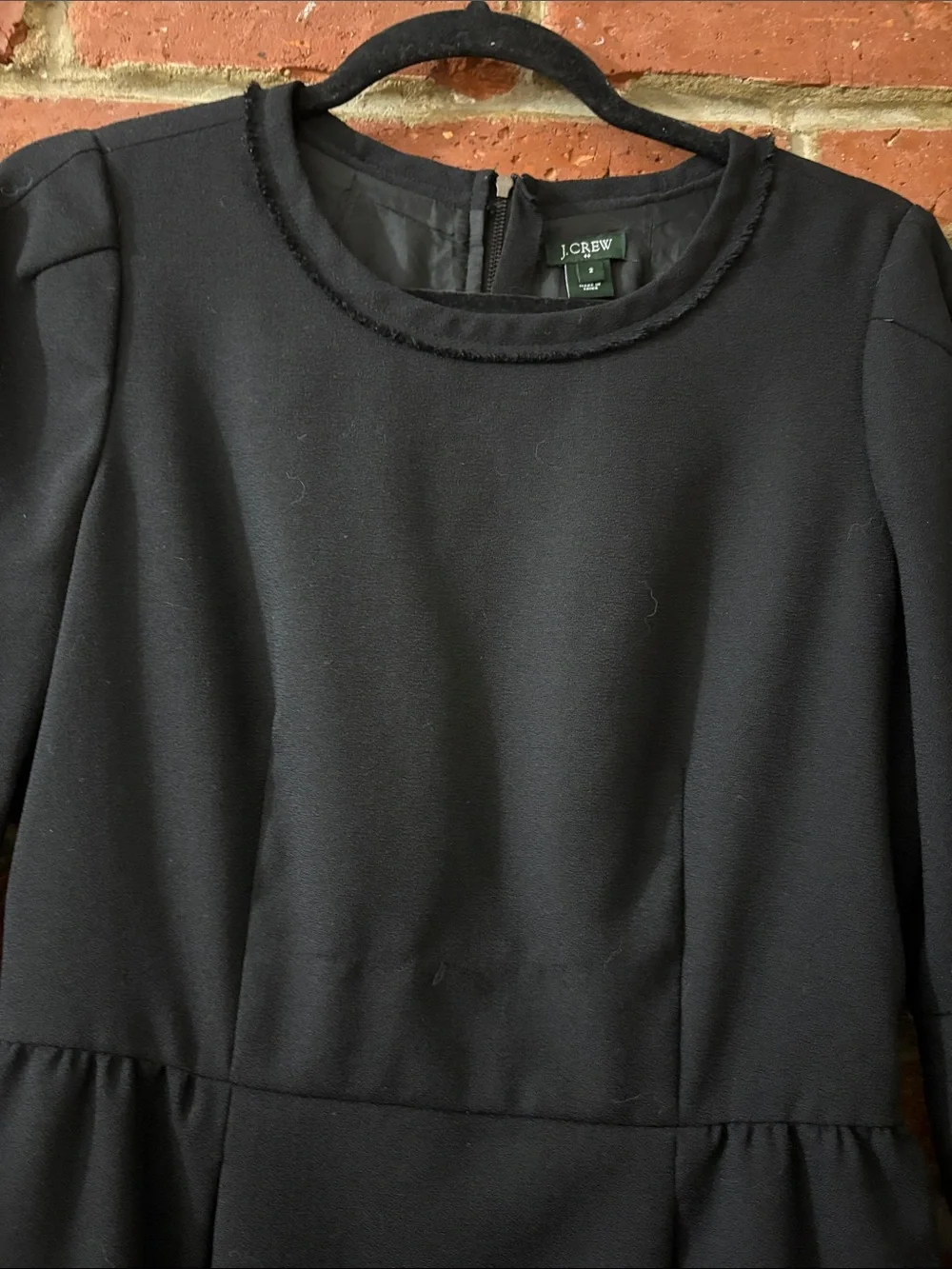 J Crew Black Sheath Dress with Three-Quarter Sleeves